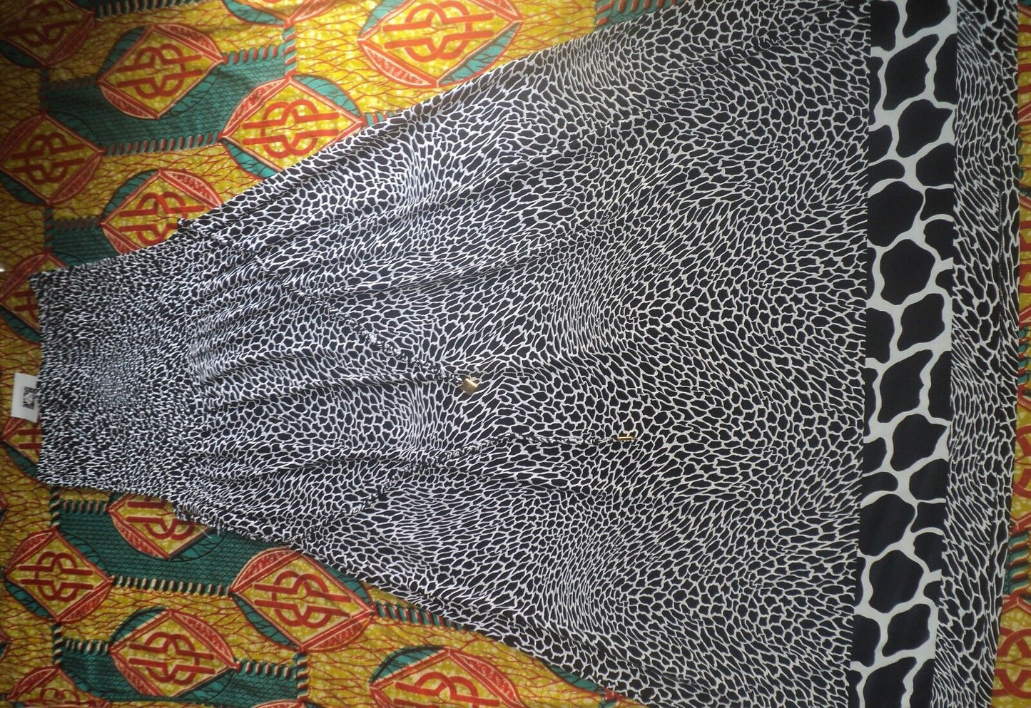 Anne Klein Black/White Multi Animal Print Strapless Maxi Dress