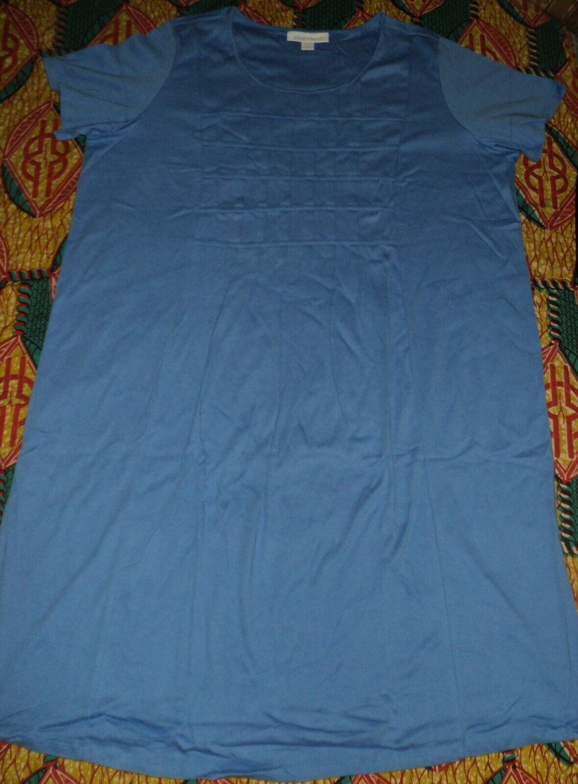 Dreams & Co. Plus Size Cornflower Blue Solid Pintucked Lounger
