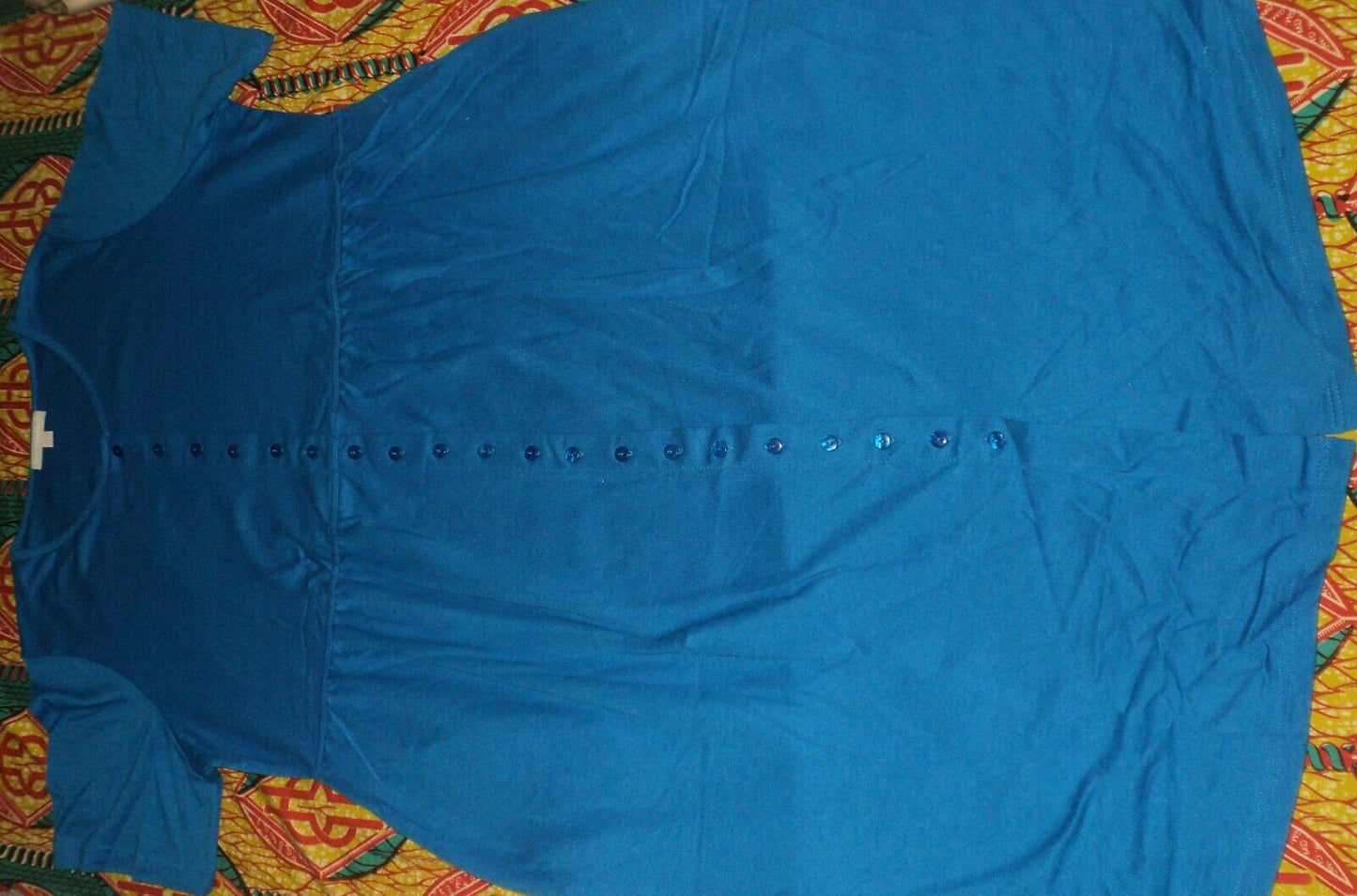 Woman Within Plus Size Bright Cobalt Button Front Empire Waist Dress
