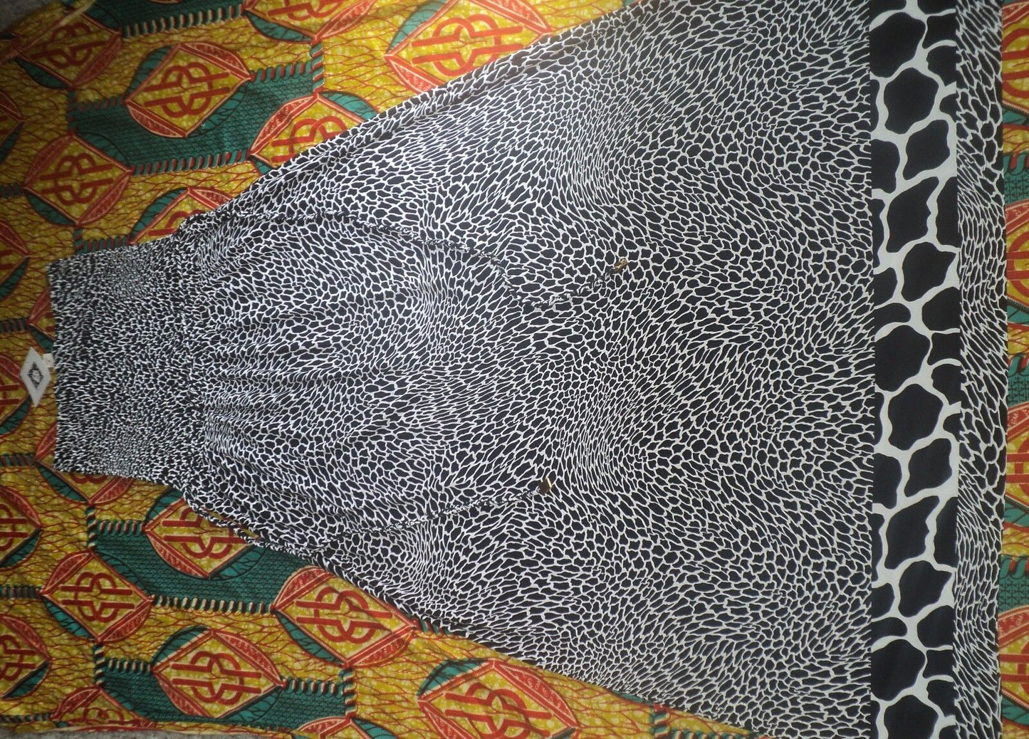 Anne Klein Black/White Multi Animal Print Strapless Maxi Dress