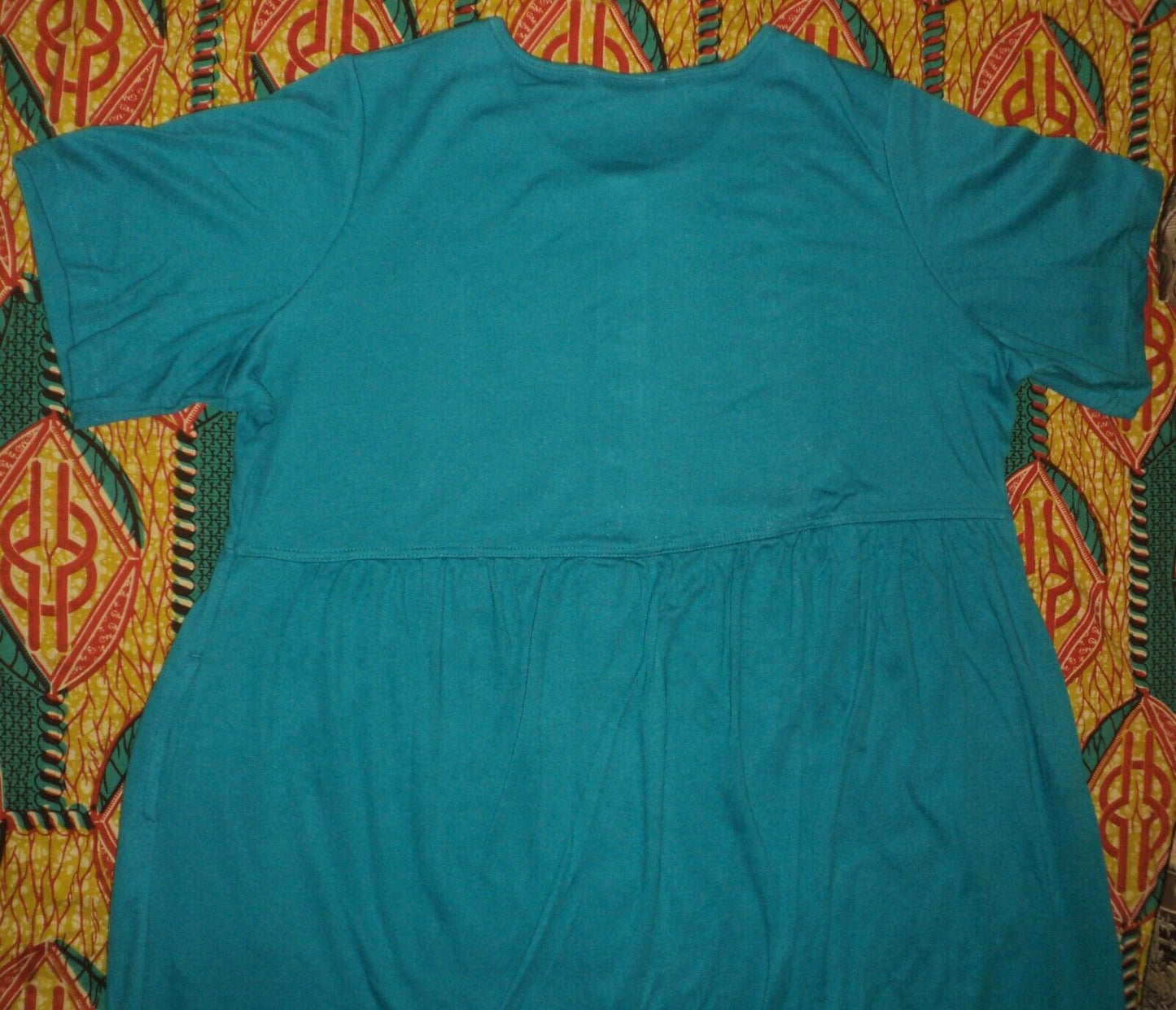 Woman Within Plus Size Laguna Blue Button Front Empire Waist Dress