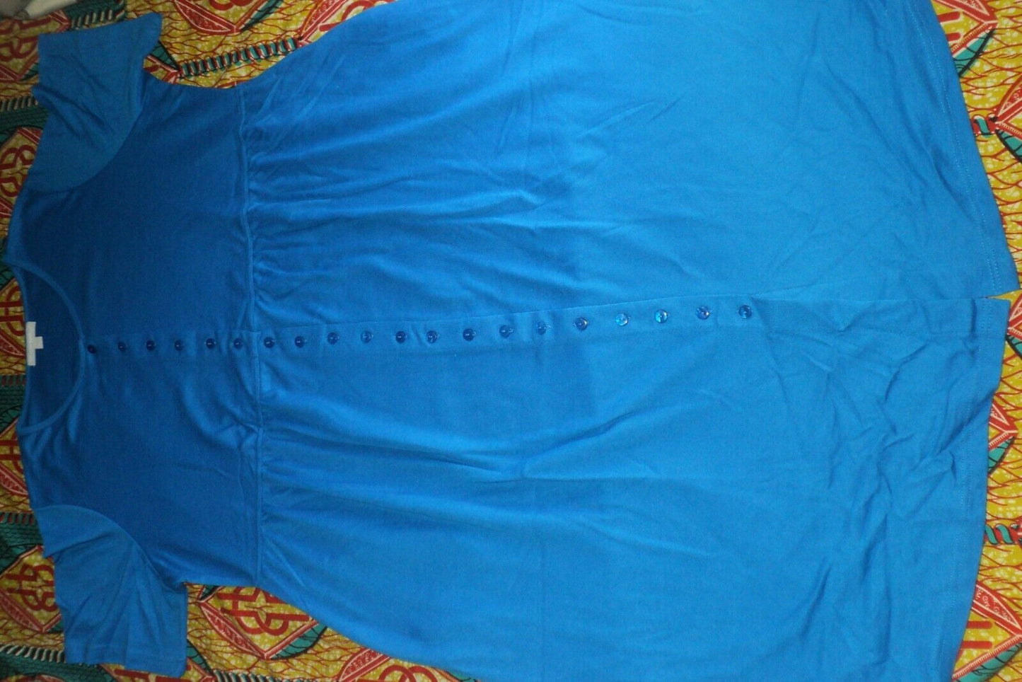 Woman Within Plus Size Bright Cobalt Button Front Empire Waist Dress