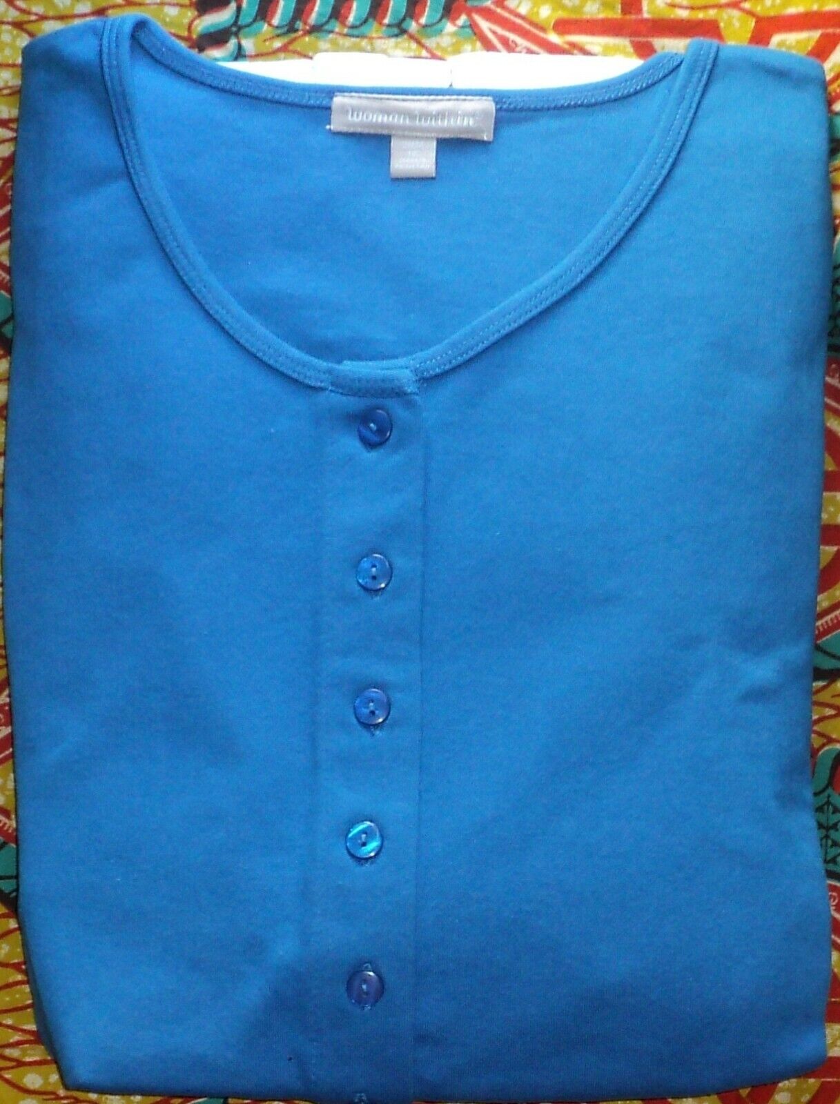 Woman Within Plus Size Bright Cobalt Button Front Empire Waist Dress