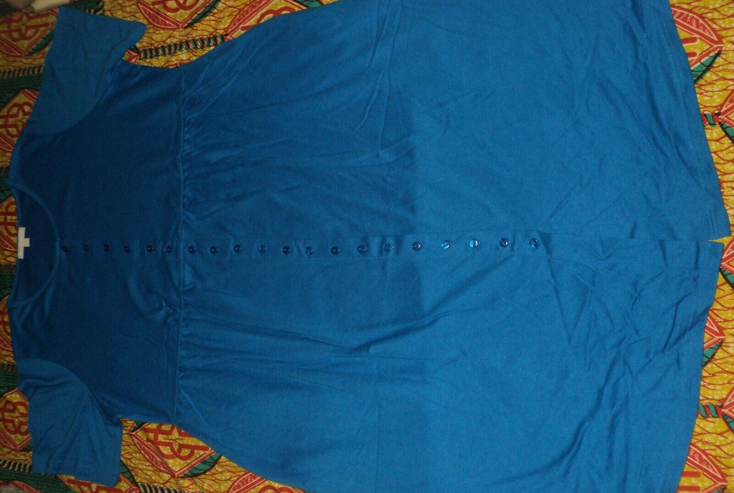 Woman Within Plus Size Bright Cobalt Button Front Empire Waist Dress