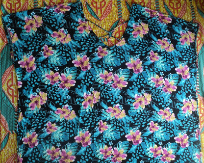 Swimsuits For All Plus Size Trop Animal Turq High-Low Cover Up Size 22/24