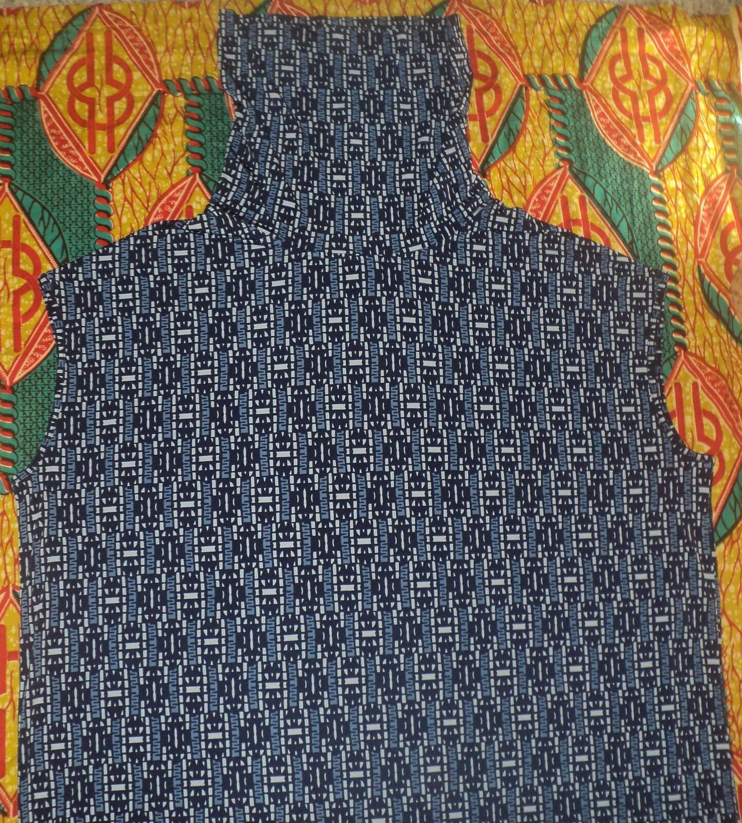 Roaman's Plus Size Navy Print Slouchy Turtleneck Dress Size 1X(22/24)