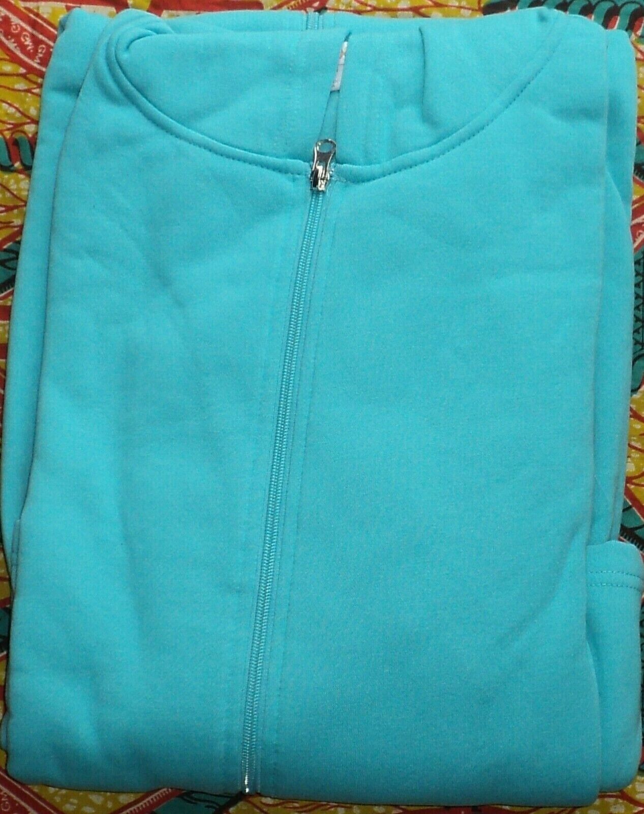 Dreams & Co. Plus Size  Caribbean Blue Long Fleece Hoodie Robe Size 2X(26/28)