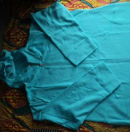 Dreams & Co. Plus Size  Caribbean Blue Long Fleece Hoodie Robe Size 2X(26/28)