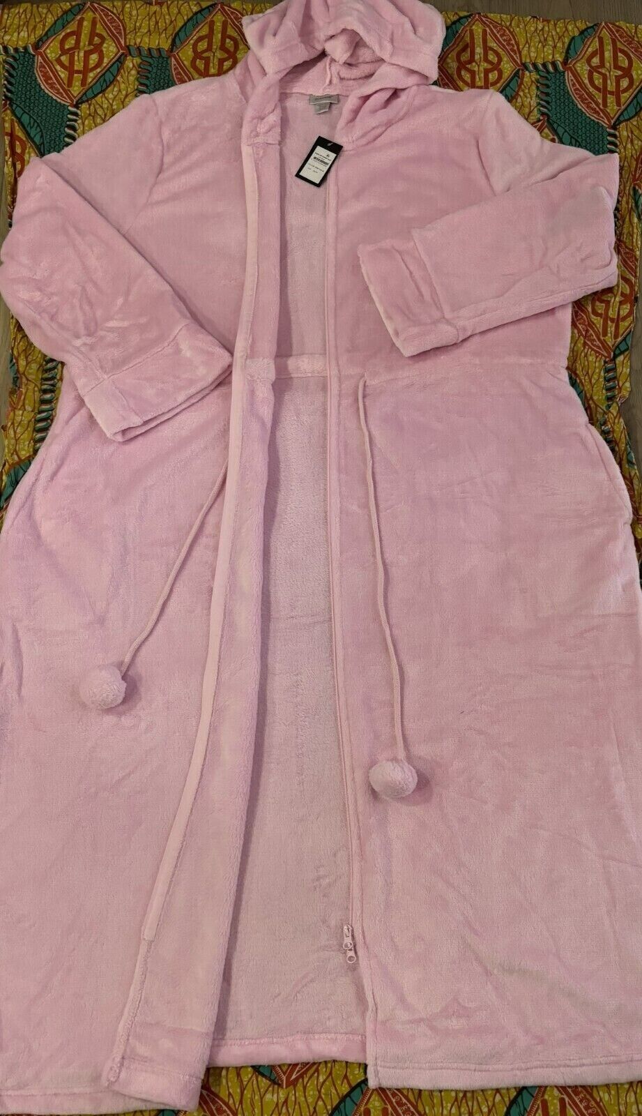 Avenue Plus Size Pink Tulle Zip Front Plain Hooded Robe Size 22/24