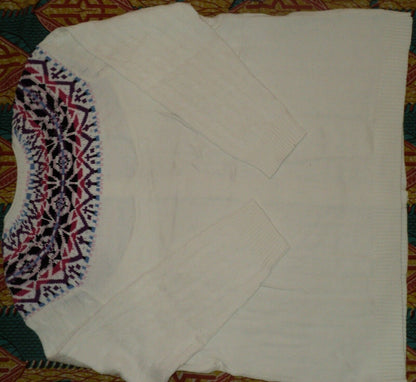 Woman Within Plus Size Ivory Cable Knit Fair Isle Cardigan Sweater 1X(22/24)
