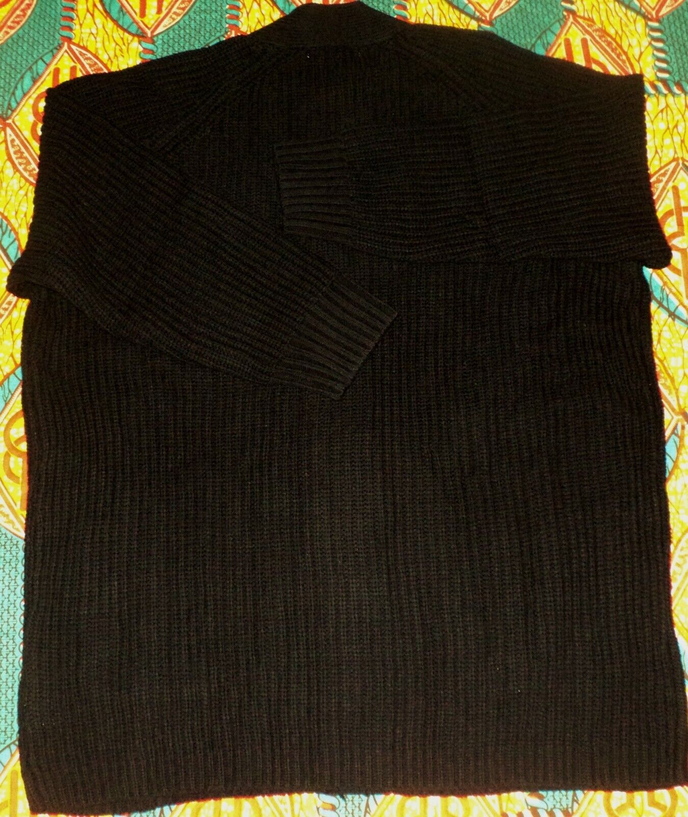 Woman Within Plus Size Black Long Sleeves Shaker Knit Cardigan Size L(18/20)