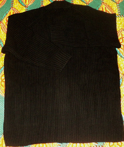 Woman Within Plus Size Black Long Sleeves Shaker Knit Cardigan Size L(18/20)