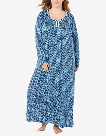 Only Necessities Plus Size Evening Blue Long Pintucked Nightgown Size L(18/20)