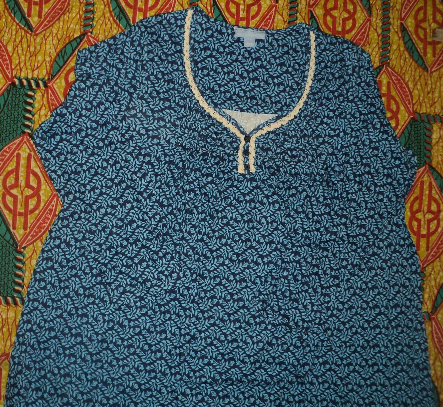 Only Necessities Plus Size Evening Blue Long Pintucked Nightgown Size L(18/20)