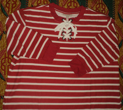 Woman Within Plus Size Vivid Red White Stripe Lace-Up Front Fleece Dress Size L