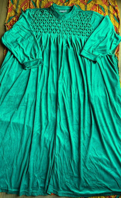 Only Necessities Plus Size Waterfall Smocked Velour Long Robe Size 5X(38/40)