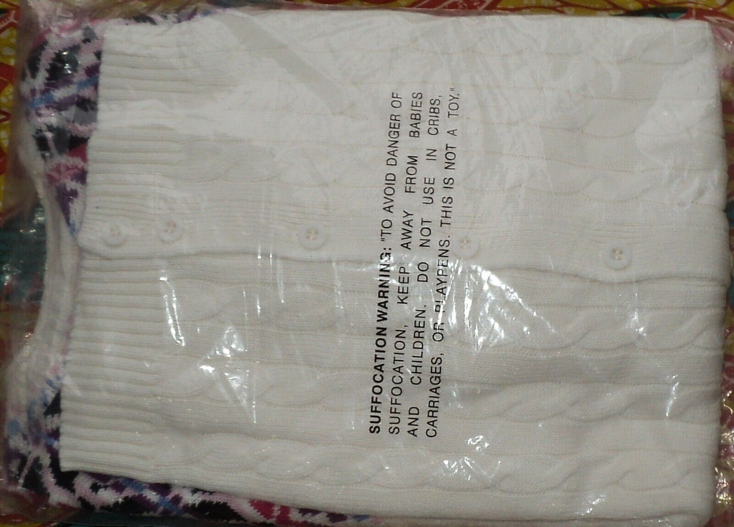 Woman Within Plus Size Ivory Cable Knit Fair Isle Cardigan Sweater 5X(38/40)
