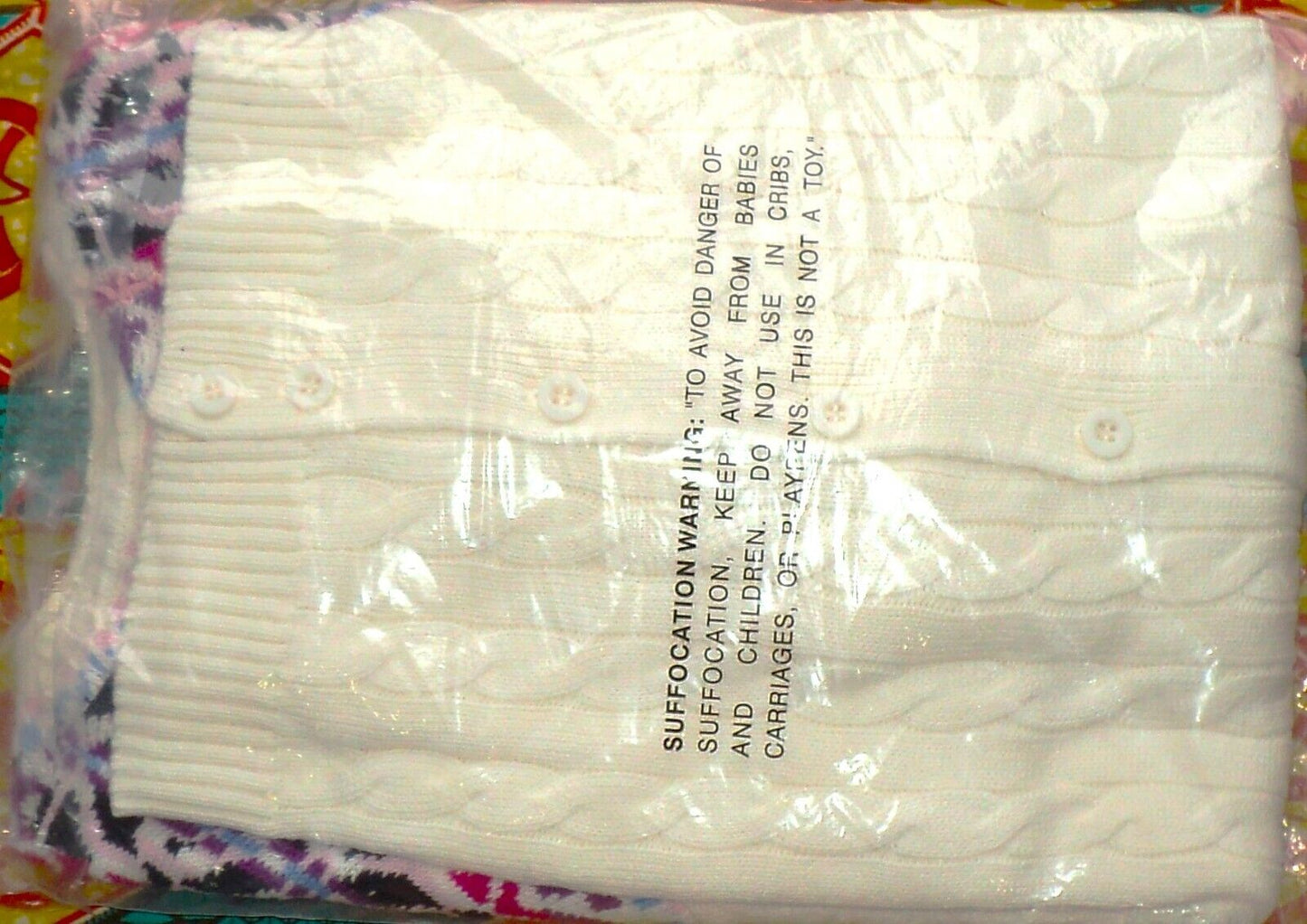 Woman Within Plus Size Ivory Cable Knit Fair Isle Cardigan Sweater 5X(38/40)