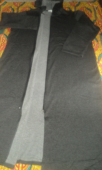 Dreams & Co. Plus Size Heather Charcoal Long Fleece Hoodie Robe Size 2X(26/28)