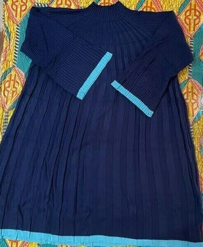 Roaman’s Plus Size Navy Soft Turquois Swing Sweater Dress Size 2X(26/28)