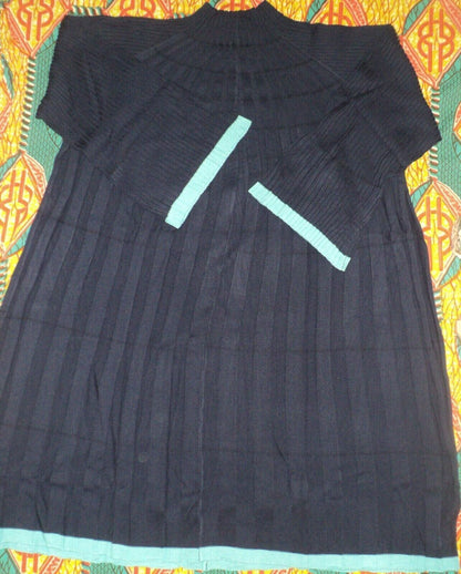 Roaman’s Plus Size Navy Soft Turquois Swing Sweater Dress Size 2X(26/28)