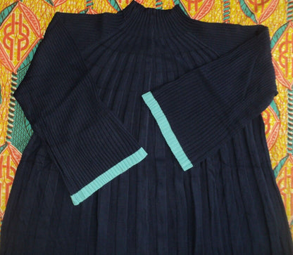 Roaman’s Plus Size Navy Soft Turquois Swing Sweater Dress Size 2X(26/28)