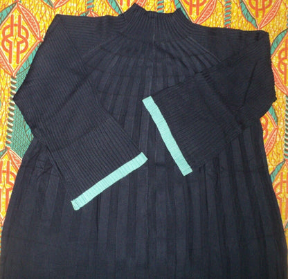 Roaman’s Plus Size Navy Soft Turquois Swing Sweater Dress Size 2X(26/28)