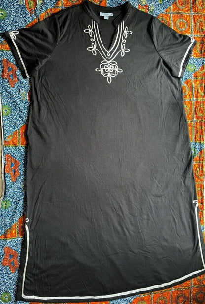 Only Necessities Plus Size Black Short Sleeves Embellished Knit Lounger Size 4X