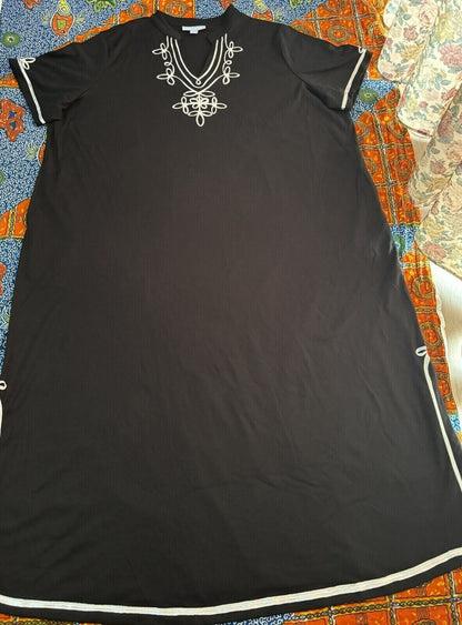 Only Necessities Plus Size Black Short Sleeves Embellished Knit Lounger Size 4X