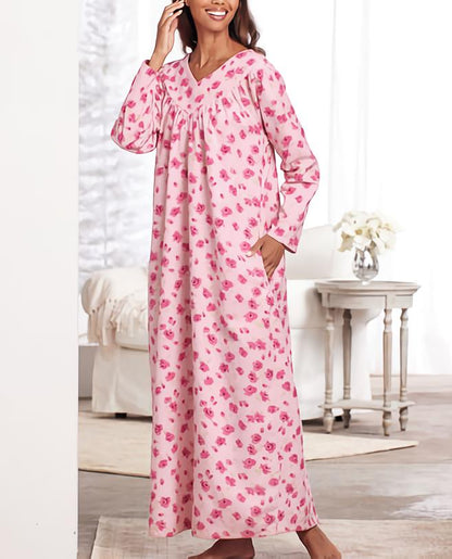 Cozee Corner Plus Size Rose Floral Printed Flannel Nightgown Size 6X(36W/38W)