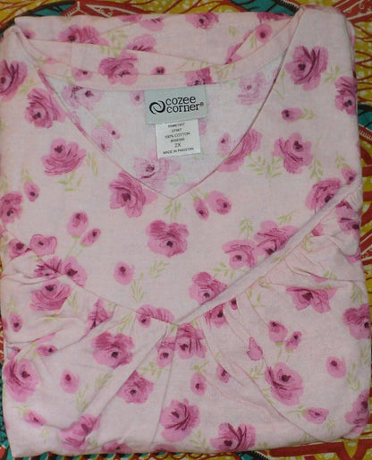 Cozee Corner Plus Size Rose Floral Printed Flannel Nightgown Size 6X(36W/38W)