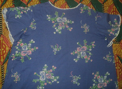 Only Necessities Plus Size Periwinkle Floral Long Pintucked Knit Nightgown Sz 4X