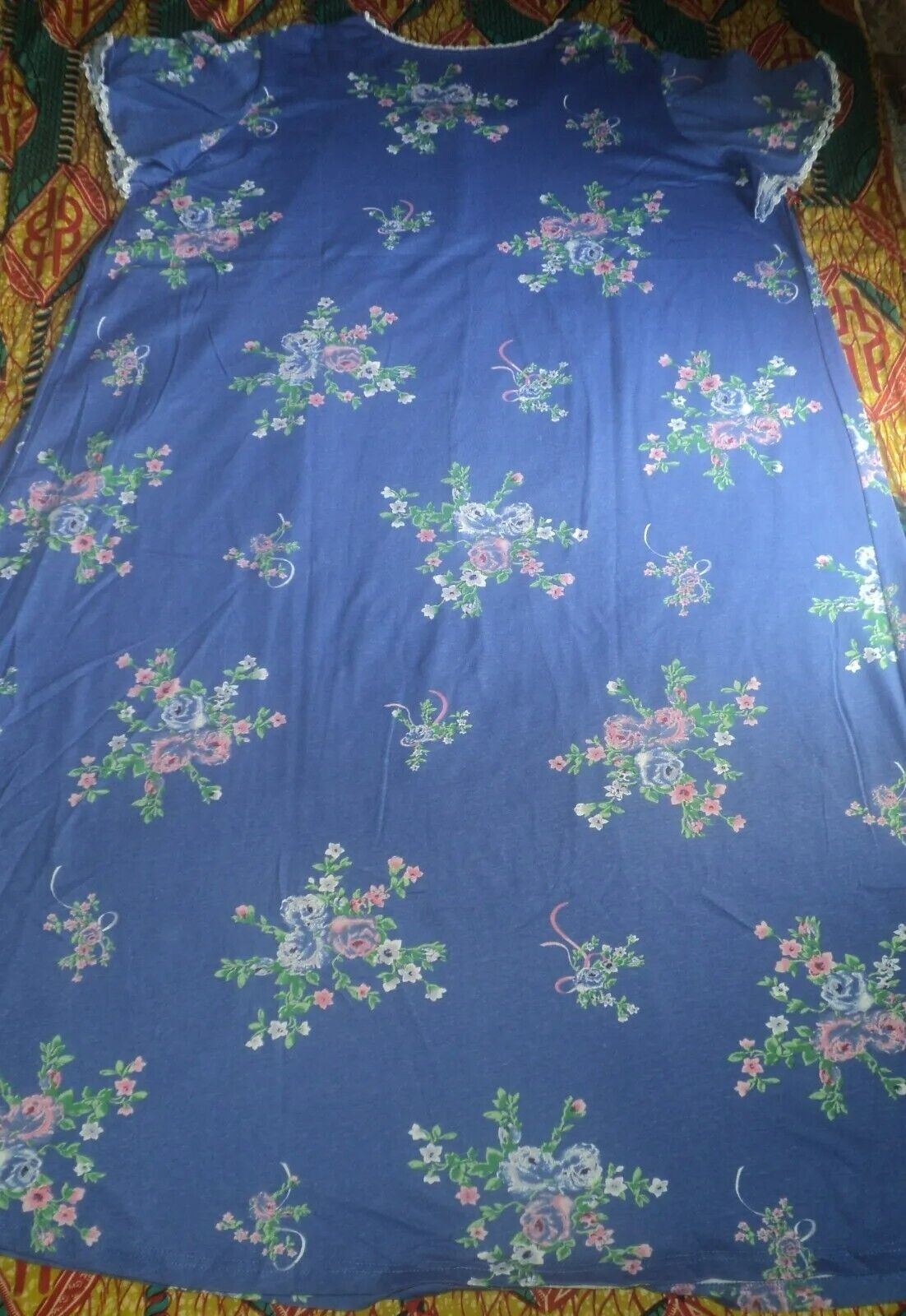 Only Necessities Plus Size Periwinkle Floral Long Pintucked Knit Nightgown Sz 6X