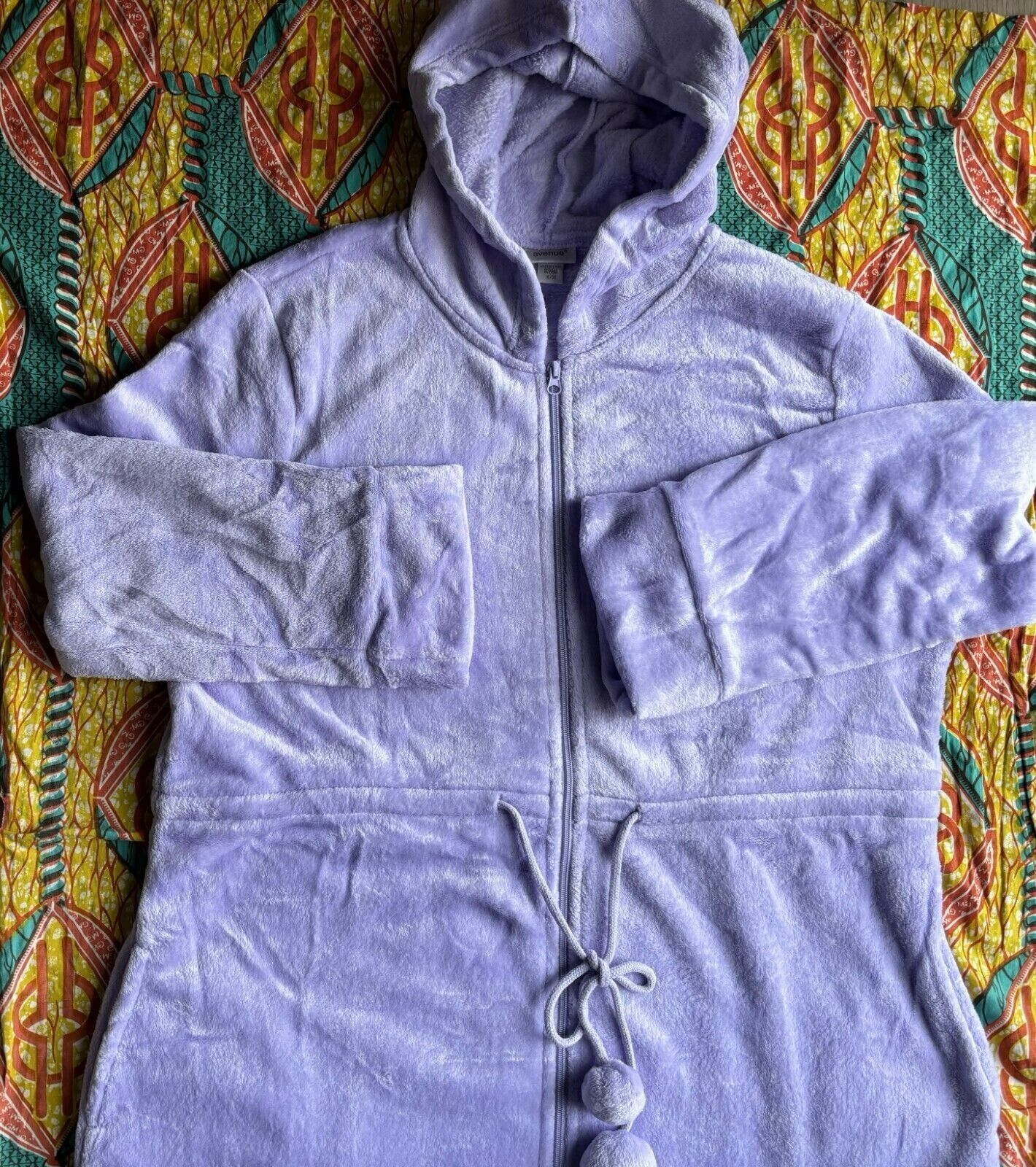 Avenue Plus Size Lavender Zip Front Plain Hooded Robe Size 18/20