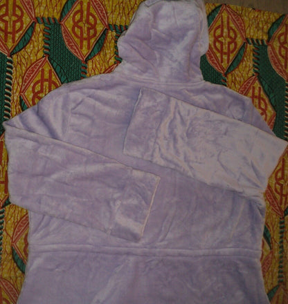 Avenue Plus Size Lavender Zip Front Plain Hooded Robe Size 18/20