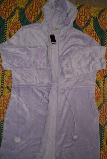 Avenue Plus Size Lavender Zip Front Plain Hooded Robe Size 18/20