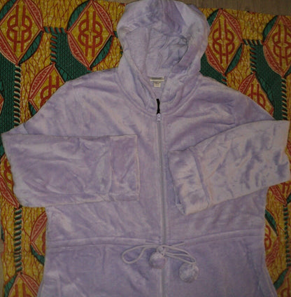 Avenue Plus Size Lavender Zip Front Plain Hooded Robe Size 18/20