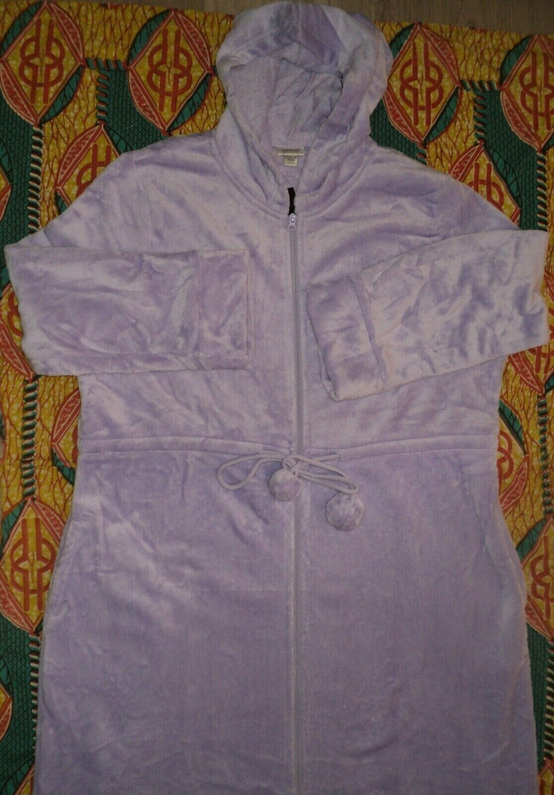 Avenue Plus Size Lavender Zip Front Plain Hooded Robe Size 18/20