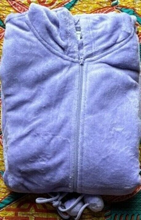 Avenue Plus Size Lavender Zip Front Plain Hooded Robe Size 18/20