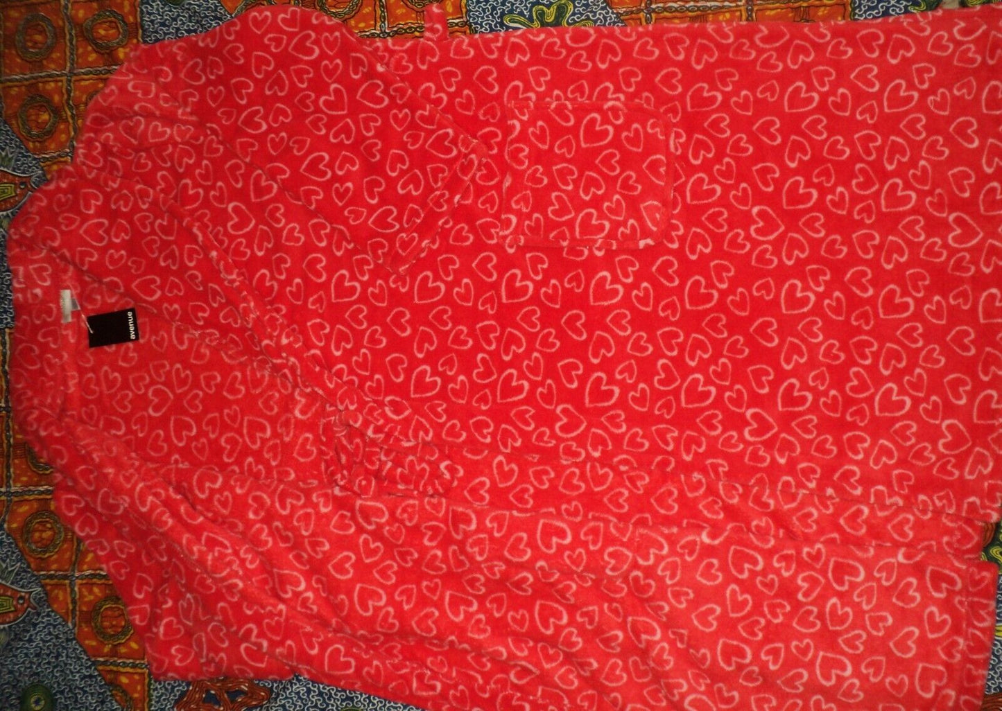 Avenue Plus Size Red Love Heart Printed Long Sleeves Plush Robe Size 30/32