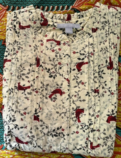 Only Necessities Plus Size Classic Red Cotton Flannel Print Nightgown Size 3X