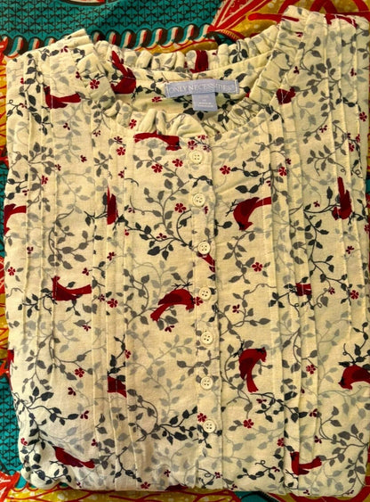 Only Necessities Plus Size Classic Red Cotton Flannel Print Nightgown Size 3X