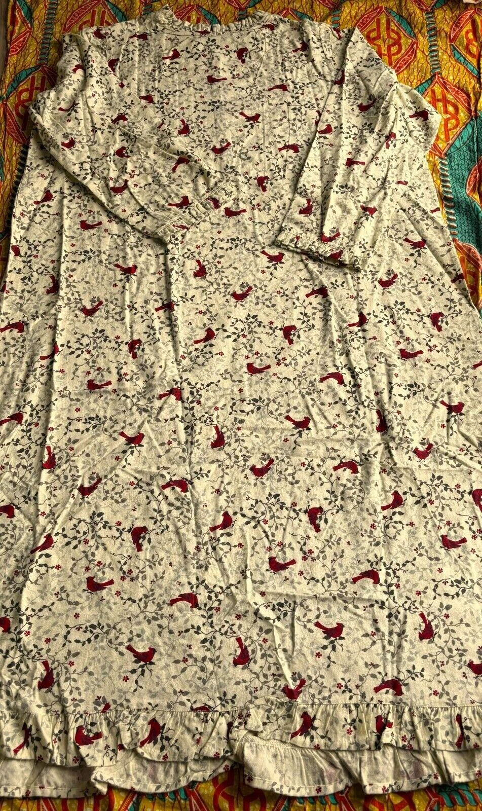 Only Necessities Plus Size Classic Red Cotton Flannel Print Nightgown Size 3X