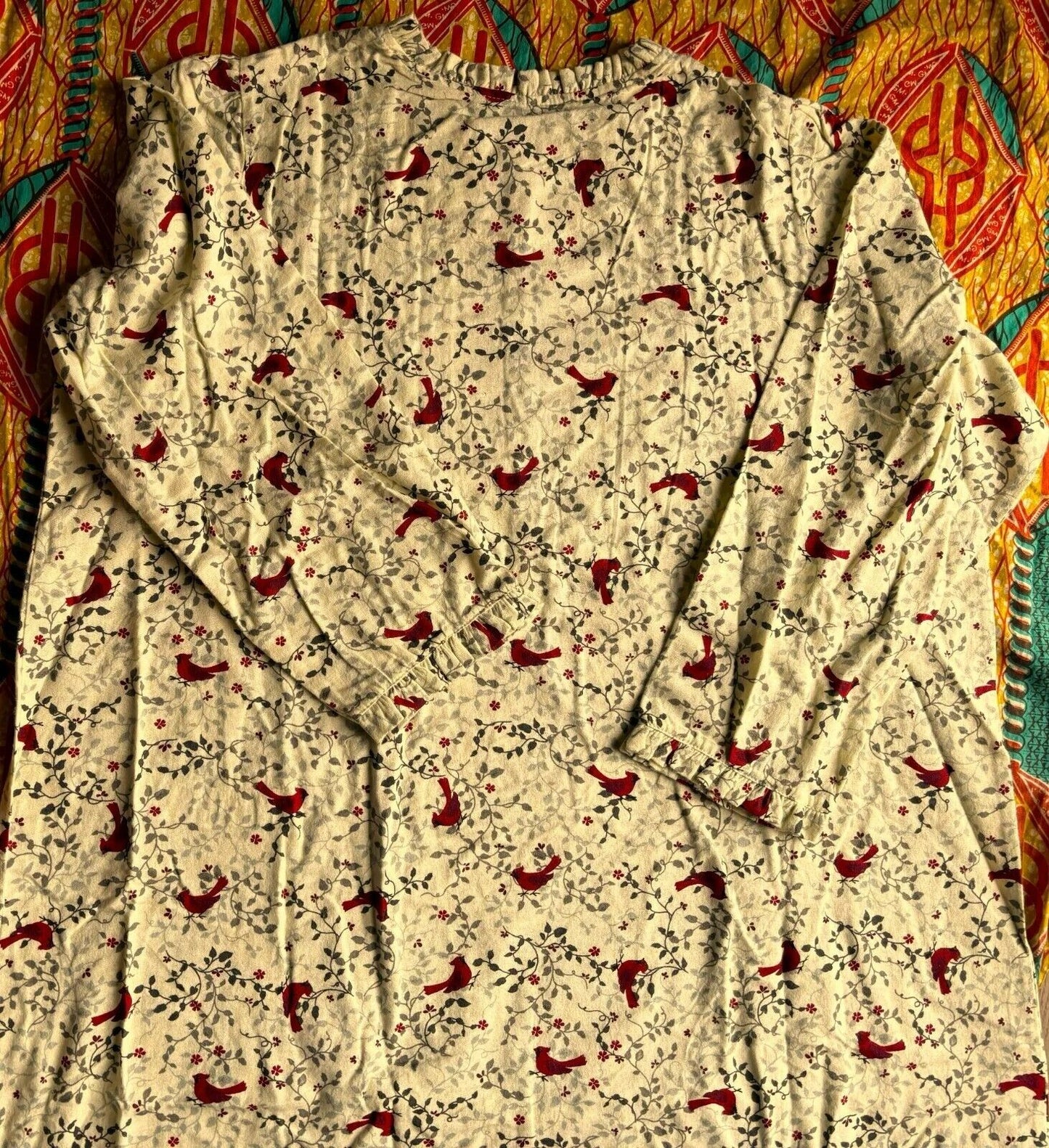 Only Necessities Plus Size Classic Red Cotton Flannel Print Nightgown Size 3X