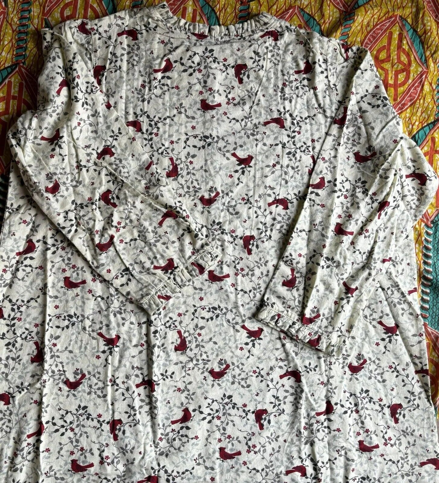 Only Necessities Plus Size Classic Red Cotton Flannel Print Nightgown Size 3X