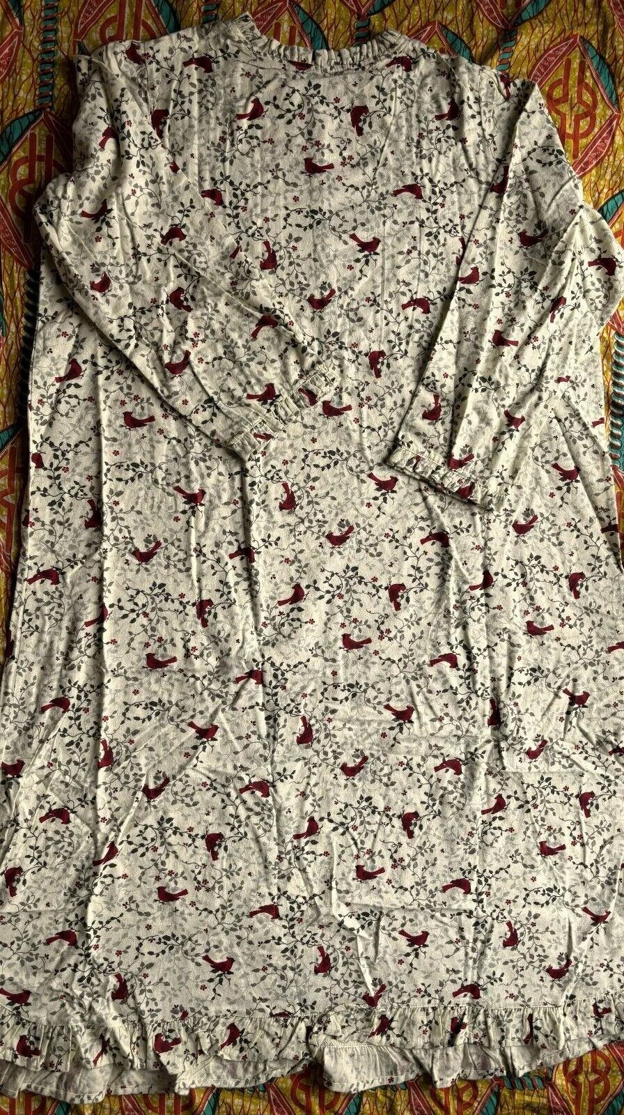 Only Necessities Plus Size Classic Red Cotton Flannel Print Nightgown Size 3X