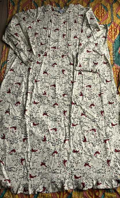 Only Necessities Plus Size Classic Red Cotton Flannel Print Nightgown Size 3X