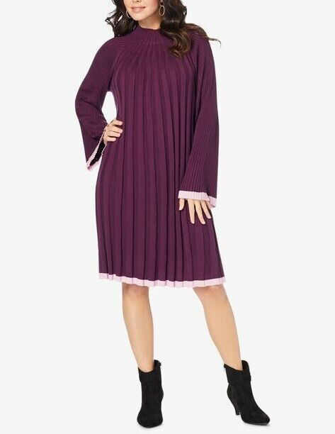 Roaman’s Plus Size Dark Berry Light Berry Swing Sweater Dress Size 2X(26/28)