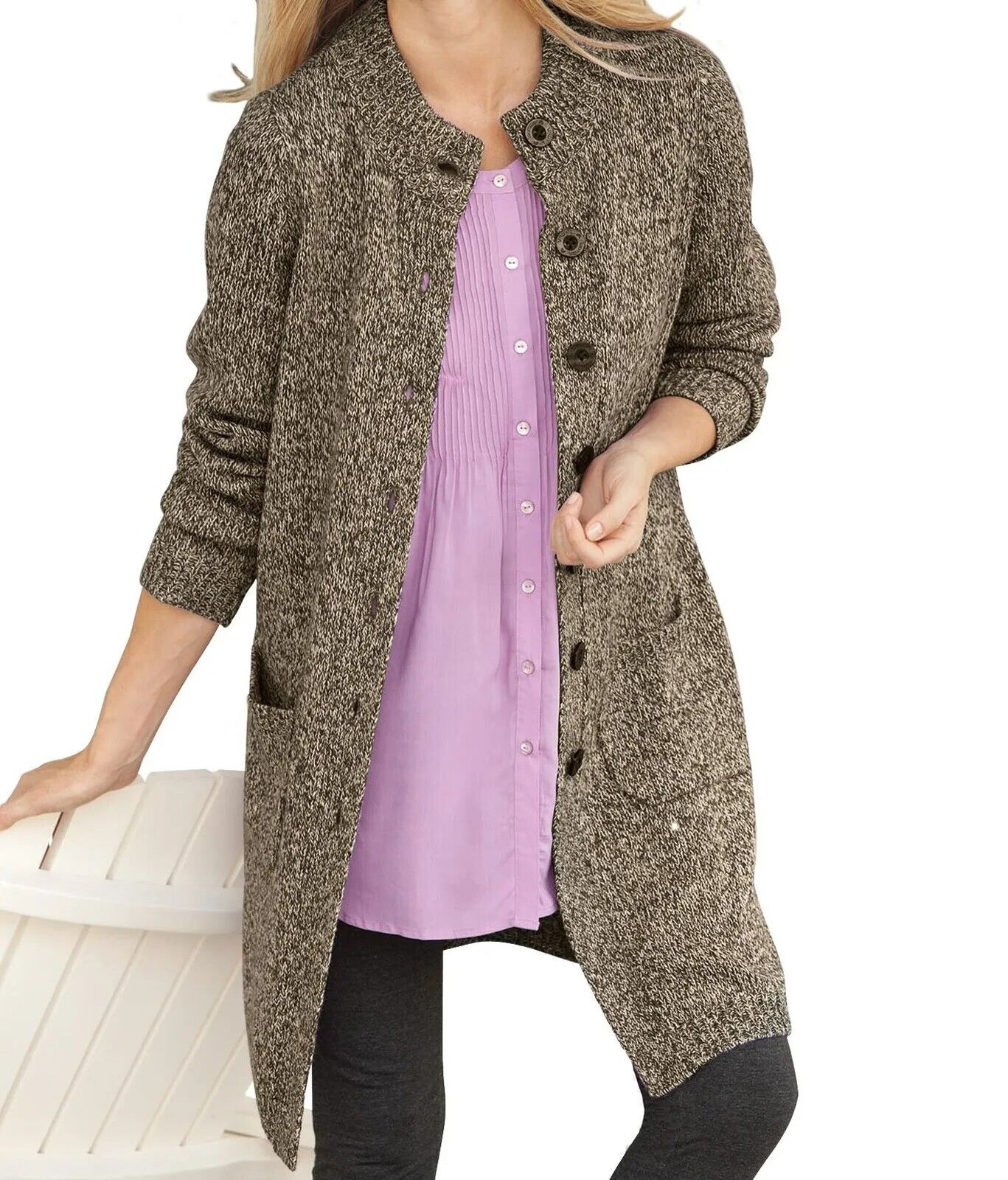 Woman Within Plus Size Orchid Purple Plum Sweater Cardigan Size L(18/20)