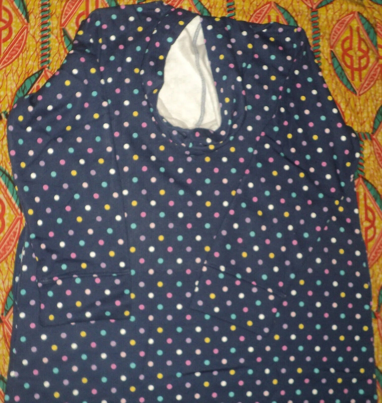 Dreams & Co. Plus Size Evening Blue Multi Dot Long Fleece Hoodie Robe Size 3X